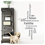 Wandaro Aufkleber Spruch Willkommen Zuhause Familie I schwarz (BxH) 58 x 105 cm I Flur Wandsticker Diele Wandtattoo Wohnzimmer selbstklebend Wandaufkleber W3483