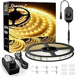 Onforu 10m LED Strip Warmweiß, 3000K Dimmbar LED Streifen, 12V LED Lichtband mit Dimmer, Selbstklebend 2835 Stripes, 600 LEDs Innen Klebestreifen Band, Indirekte Beleuchtung für Küche, Zimmer, B