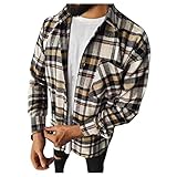 Finetyu Herren Freizeit Hemdjacke Karierthemd Verdickt Warme Fleece Gefüttert Thermohemd Modern Langarm Kariertes Flanell Bequemes Winterjacke für Männer Regular Fit Warme dicke langärmelige Hemdjack