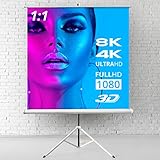 ULTRALUXX - Mobile Stativleinwand 130x130 cm, 72 Zoll, lichtdichtes Leinwandtuch weiß matt, als Heimkino Beamer-Leinwand oder für das Büro mit Stativ, Beamerleinwand für alle Projek