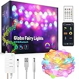 QQSS LED Lichterkette Farbwechsel Bluetooth RGB LED Streifen,Smart APP Steuerbar Musik LED Streifen, 5050 RGB LED Leiste Mit Netzteil Und Fernbedienung Für Innen Zimmer Balkon Party W