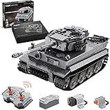 YANGLIUYL 3D Schwieriges Puzzle, Technik Panzer Bausteine, CADA C61071W, WW2 Militär Tiger Panzer Modellbausatz Mit Fernbedienung, 925 Teile Klemmbausteine Bauset Kompatibel Mit Leg