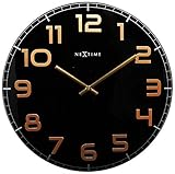 NeXtime Wanduhr 'CLASSY LARGE', lautlos, rund, aus Glas, Schwarz / Kupfer, ø 50