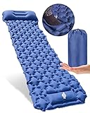 Selbstaufblasende Camping-Matte, tragbare ultraleichte Schlafmatratze, aufblasbare verbindbare wasserdichte Isomatte mit Kissen, Campingmatte für Outdoor, Camping, Rucksackreisen, W