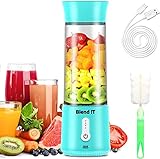 Blend !T Tragbarer Mini Blender To Go - Portable Smoothie Maker - Wireless - USB Wiederaufladbar - 500 ML (Blau)