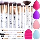 Make up Pinsel FILY DUAIU 15PCs Pinselset Makeup Schminkpinsel Set Synthetische Rouge Contour Foundation Concealer Lidschatten Pinsel mit Make up Schwamm und Reiniger Pinsel E