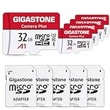 Gigastone Kamera Plus 32GB MicroSDHC Speicherkarte 5er-Pack + SD Adapter, für Action-Kamera und Drohne, Lesegeschwindigkeit bis zu 90MB/s, Full HD-Videoaufnahme, A1 U1 Klasse 10 Micro SD Karte UHS-I