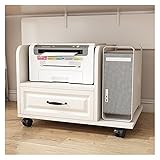 PC Rollwagen Hölzerne CPU-Ständer Mobile Desktop-Host-Bodenständer PC-Gehäusehalter-Gussräder Einfacher Druckerstand unter dem Schreibtisch, 4 Farben Tower Ständer ( Color : White , Size : Large )