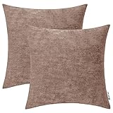 HWY 50 Dekorativer Kissenbezug für Couch, Sofa, Wohnzimmer, Bett, 40,6 x 40,6 cm, weich, bequem, Chenille, solide Dekoration, quadratisch, 2 Stück
