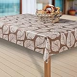 laro Wachstuch-Tischdecke Abwaschbar Garten-Tischdecke Wachstischdecke PVC Plastik-Tischdecken Eckig Meterware Wasserabweisend Abwischbar AP, Muster:Blätter. beige/braun, Größe:118x160