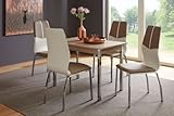 MöbelStore24 Tischgruppe Sitzgruppe Hermes/Carla 5 Teilig, Tisch Buche Dekor und Stühle Cappuccino/Weiß