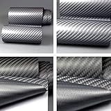 TipTopCarbon 8,55€/m² Autofolie 4D Carbon Grau Metallic 152cm breit BLASENFREI mit Luftkanäle 3D Flex Selbstklebende Folie Auto folierung