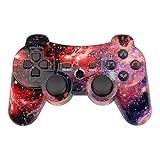 PS3 Controller Wireless Double Shock Gamepad für Playstation 3 Remote, 6-Achsen Wireless PS3 Controller mit Ladekab