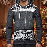Hoodie Zweifarbig Weihnachten Kapuzenpullover Herren Funny Baumwolle Kapuzen Sweatshirt Chirstmas Geschenk Für Herren Und Damen Weihnachtspullover Paar-Outfit Pulli O