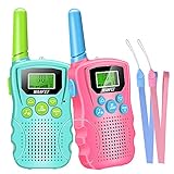 Wanfei 2 x Walkie Talkie Kinder,8 Kanal Funkgerät mit Hintergrundbeleuchteter LCD-Taschenlampe,3 Meilen Reichweite für Abenteuer im Freien,Camping,VOX Walky Talky Geschenk für Festival Geburtstag