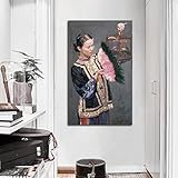 Retro Frau im Kleid Malerei Leinwand Traditionelle Chinesische Portrait Bild Chinesischen Stil Wohnzimmer Wanddekor 60x90cmx1p