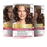 L'Oréal Paris Permanente Haarfarbe, 100% Grauhaarabdeckung, Haarfärbeset mit Coloration, Shampoo und 3-Fach Pflege Creme Farbe, Excellence Creme, 6 Dunkelblond, 3 x 268 g