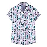 Strand Set Herren Atmungsaktiv Sommer Knopfleiste Kurzarm Herren Set Regular Fit V-Ausschnitt Taschen Schnürung Herren Shirts Shorts Mode Trend Herren S