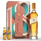 Johnnie Walker 18 Jahre Blended Scotch Whisky 700ml Geschenkset aus Metall (2 x 5cl Johnnie Walker Blue Label Miniatur)