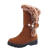 Soupliebe Damen Stiefeletten Winterschuhe Boots Schwarz Gefüttert Teenager Mädchen Elegant Warme Bequem Flache Winterboots Winterstiefel Abendschuhe Knöchelstiefel Abendb