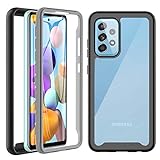 für Samsung Galaxy A52/A52S Hülle, A52s/A52 5G Hülle 360 Grad Case Stoßfest Schutzhülle Rundumschutz mit Displayschutz und Silikon TPU Kratzfest Bumper Handyhülle für Samsung A52/A52s 5G Schw
