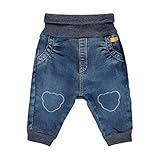 Steiff Baby-Mädchen mit süßer Teddybärapplikation Jeanshose, Blue Indigo, 056