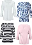 Damen Shirts Blusen Tunika Blusenshirt Sommer T-Shirt Bluse 3/4 Langarm/Kurzarm Tops Sleeve Oberteile Verschiedene Modelle 3/4 Ärmel 2er Pack 3er Pack 4er Pack (011, S, s)