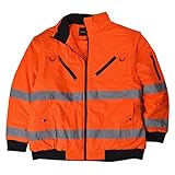 Marc&Mark Herren Übergrößen 2 in 1 Warnschutzjacke/Wetterjacke orange, XL Größe:5XL