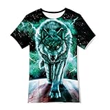 TUONROAD Kinder Jungen Mädchen 3D Druck Bunte Wolf Kurzarm T-Shirts Tops 10-12 J