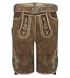 Herren Lederhose kurz Antik - Trachtenlederhose Vintage inkl. Trachtengürtel - Trachtenhose Echt-Leder Schwarzwald (50)