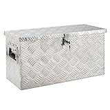 Arebos Aluminium Werkzeugbox mit Schloss | Deichselbox | 40 Liter | 60 x 25 x 30 cm | Inkl. Moosgummidichtung | Silb