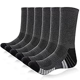 Unisex Wandersocken Sneaker Socken Baumwollsocken,6 Paar Herren Damen Trainer Socken Sportsocken Laufsocken, atmungsaktive Weiche Lange rutschfeste Trekking Socken, Arbeitssocken,Grau,M(39-42)