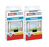 tesa® Insect Stop STANDARD Fliegengitter für Fenster - Insektenschutz zuschneidbar - Mückenschutz ohne Bohren - Fliegen Netz anthrazit, 110 cm x 130 cm (2)