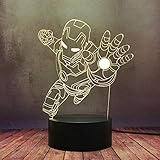 Cool Iron Man Rollentisch Nachtlicht LED Lampe Marvel Superhelden Modell 3D USB 16 Farbverlauf Nachtlicht Fernbedienung Visuelle Schreibtischlampe Teen Boy Schlafzimmer Dekor Xmas Geschenk F