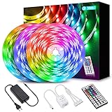 Rgb LED Strip, 12M LED Streifen 360 LEDs 5050SMD LED Stripes Band Lichtband TV Hintergrundbeleuchtung Lichterkette Bänder mit Fernbedienung Netzteil Controller Selbstklebend Full Kit 3 * 4M