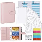 Housolution A6 Binder, PU Leder Notizbuchbinder mit PVC Binderumschlag & Farbaufkleber & Kategorieaufkleber & Kartenschlitzbinder & Budgetaufstellung, 6 Löcher Loseblatt Notizbuch Ordner - Traum R