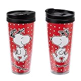 United Labels Peanuts Snoopy Collection – Rot mit Punkten Coffe-to-Go Becher Thermobecher Isolierbecher Kaffeebecher 250