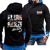 DUAN Frühling Hoodie Sweatshirt Pullover 3D Elvis-Druck Sweatshirts Langarm-Fleecejacken - Geschenk für Teenager,Black+Blue,XL