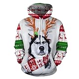 XWLY Kapuzenpullover Herren Herbst Winter Universität Jugend Langarm Mit Taschen Unisex Sweatshirt Modern Lose Trend Weihnachtsserie 3D Druck All-Match Paar Outfit DH28409 XL