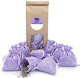 12 Lavendelsäckchen mit 120g getrockneten Lavendelblüten aus französischer Provence, Duftsäckchen zum Einschlafen, Duftsäckchen gegen Motten für Kleiderschrank, Lavendelbeutel, Handverpackt in DE