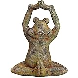 matches21 Frosch meditierend Yoga Yogafrosch Dekofigur Gartendeko Antikstyle Gartenfiguren Magnesia grün 1 STK 33x41
