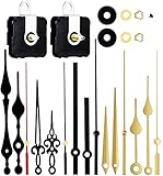 Esteopt Uhrwerk-Set, batteriebetrieben, Quarz-Uhrwerk-Ersatz, Langer und kurzer Schaft, Wanduhr-Mechanismus, Motor-Ersatzteile, DIY-Reparatur-Teile (Gold)