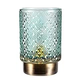 Pauleen 48131 Modern Glamour mobile Tischleuchte Glas Tischlampe Timerfunktion 6H Batterie Glaslampe ohne Kabel türkis,messing