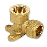 Messing-Klemmverschraubung für Kupferrohre, 90° Deckenwinkel mit IG, 1/2'-15