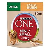 PURINA ONE Mini/Small Active Hundefutter trocken für kleine Hunde, reich an Huhn & Reis, 8er Pack (8 x 800g)