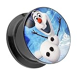 Piercingfaktor Ohr Plug Flesh Tunnel Piercing Ohrpiercing Kunststoff Schraub Schraubverschluß Picture mit Comic Schneemann Olaf Motiv 8