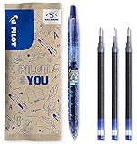 Pilot B2P Gel – Nachfüllbarer Gelschreiber mit Druckmechanik, aus recyceltem Kunststoff (exkl. Verbrauchsmaterial) – Begreen – Blau (1 Stift, 3 Ersatzminen) – Mittlere Sp