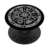 Wicca Jahreskreis Hexenfeste I Pentagram Pagan Kalender PopSockets PopGrip: Ausziehbarer Sockel und Griff für Handys/Tablets mit Tauschbarem Top