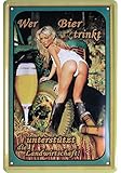 Schatzmix Wer Bier trinkt, unterstützt die Landwirtschaft Pinup/pin up sexy Girl blechschild erotik metallsig