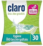 Claro Hygiene Geschirrspüler-Tabs - Phosphatfrei/Biologisch abbaubar - 30 Stück